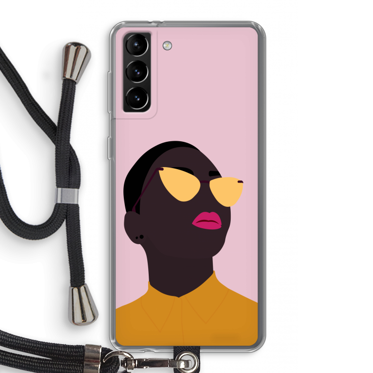 Yellow glasses: Samsung Galaxy S21 Plus Transparant Hoesje met koord