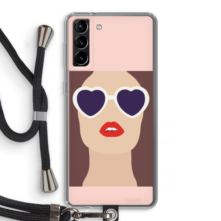 Red lips: Samsung Galaxy S21 Plus Transparant Hoesje met koord