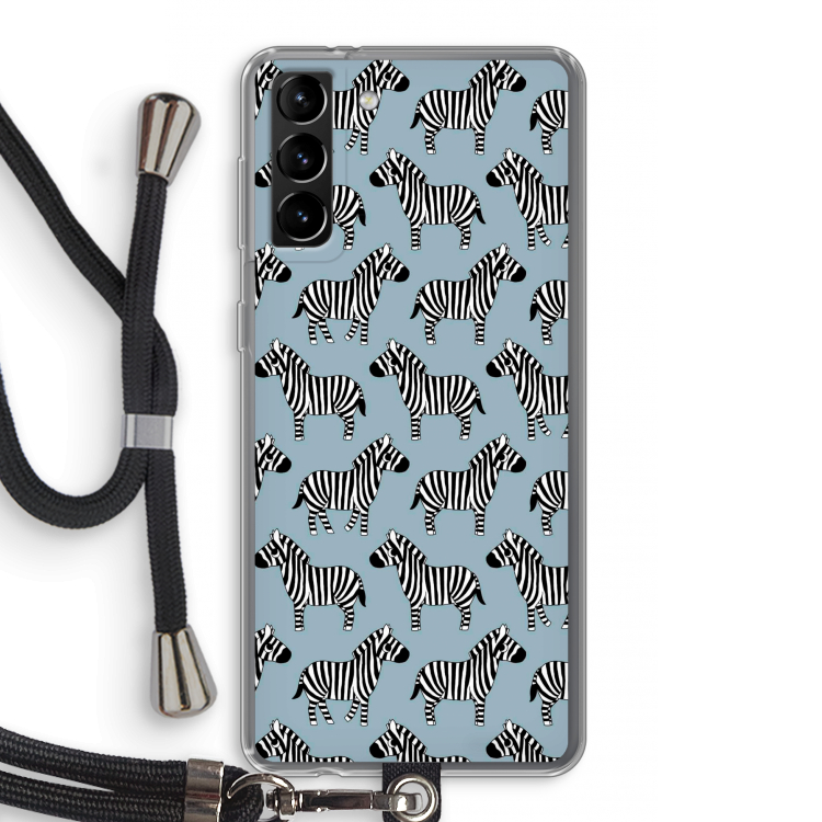 Zebra: Samsung Galaxy S21 Plus Transparant Hoesje met koord
