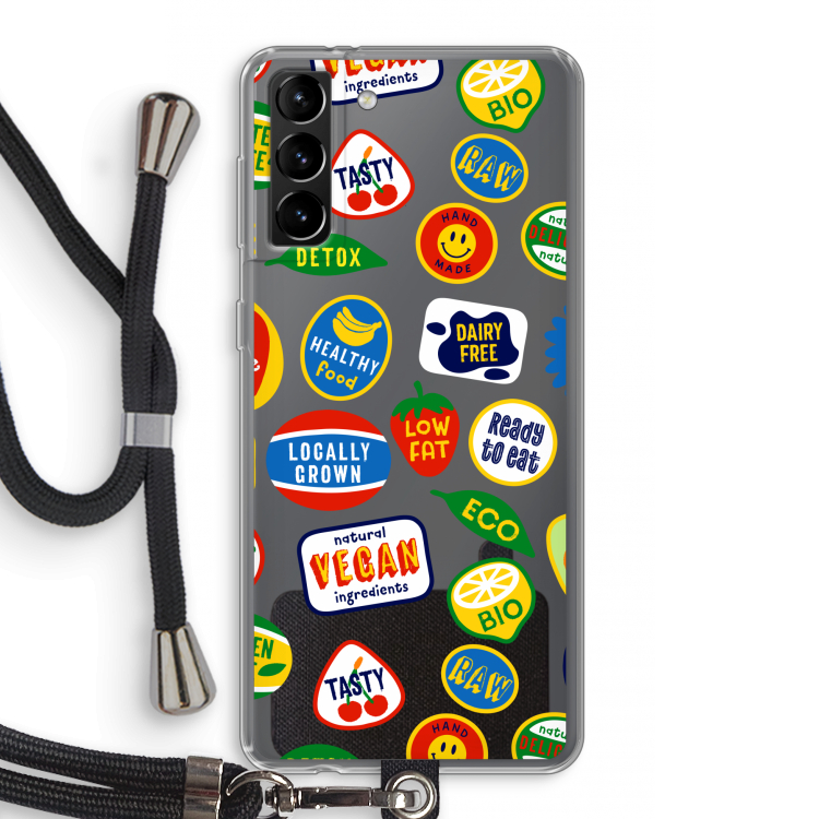 Fruitsticker: Samsung Galaxy S21 Plus Transparant Hoesje met koord
