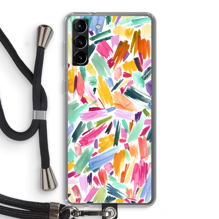 Watercolor Brushstrokes: Samsung Galaxy S21 Plus Transparant Hoesje met koord