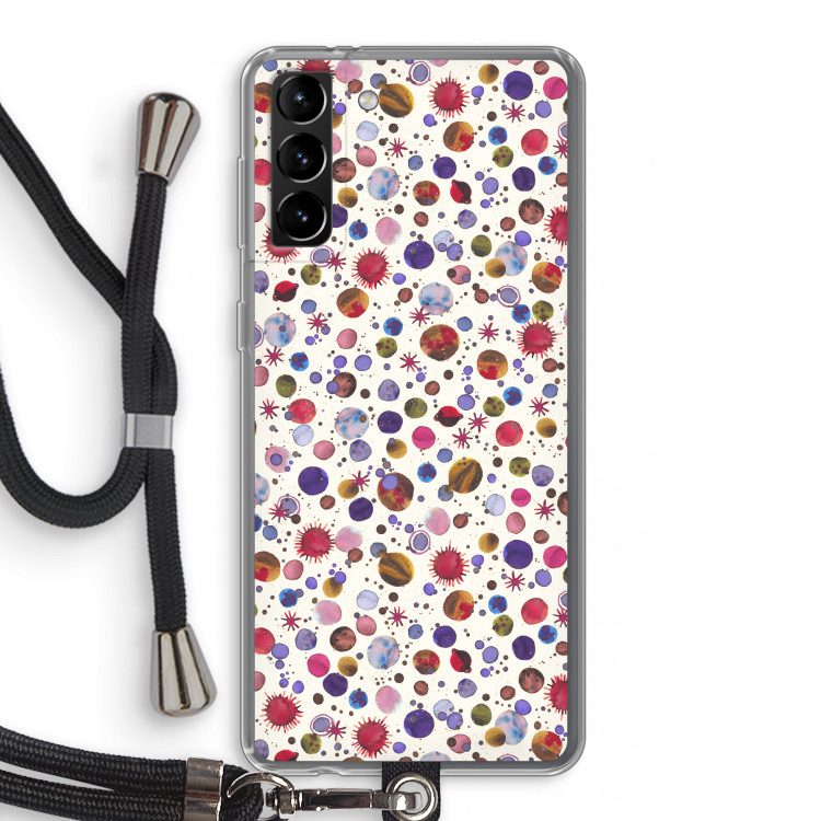 Planets Space: Samsung Galaxy S21 Plus Transparant Hoesje met koord