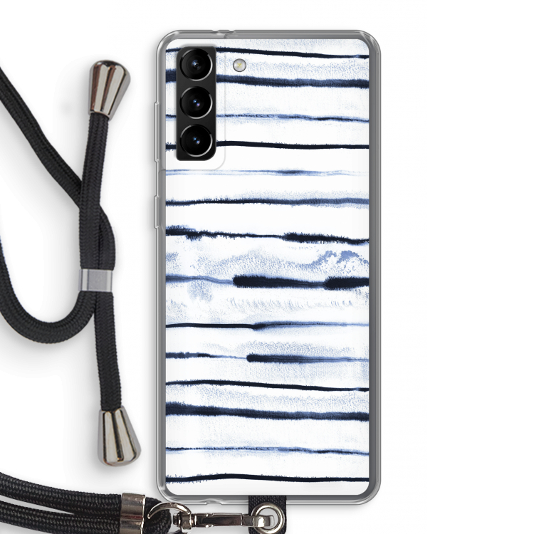 Ink Stripes: Samsung Galaxy S21 Plus Transparant Hoesje met koord