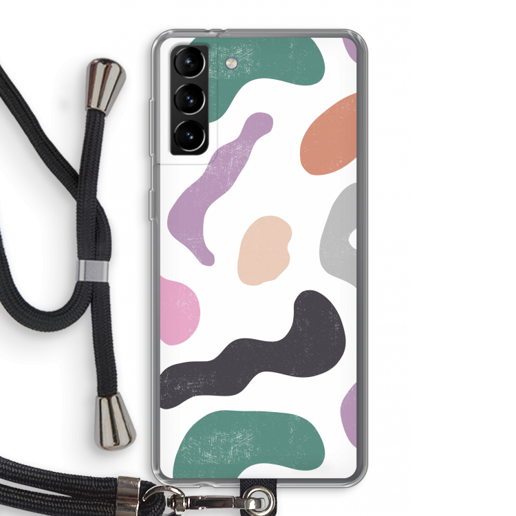 Memphis Shapes: Samsung Galaxy S21 Plus Transparant Hoesje met koord