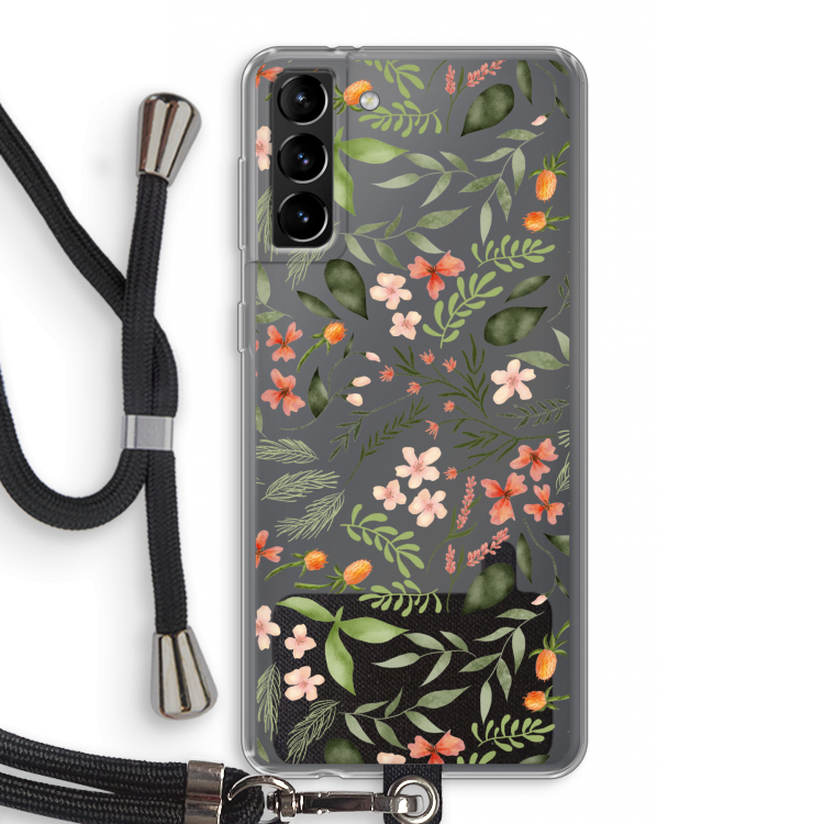 Sweet little flowers: Samsung Galaxy S21 Plus Transparant Hoesje met koord