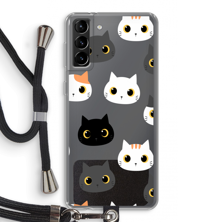 Katten: Samsung Galaxy S21 Plus Transparant Hoesje met koord