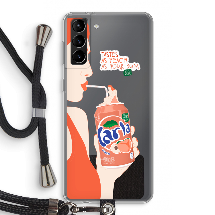 Peach please!: Samsung Galaxy S21 Plus Transparant Hoesje met koord