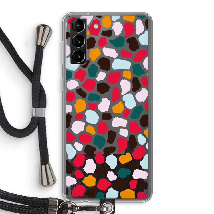 Colored Giraffe: Samsung Galaxy S21 Plus Transparant Hoesje met koord