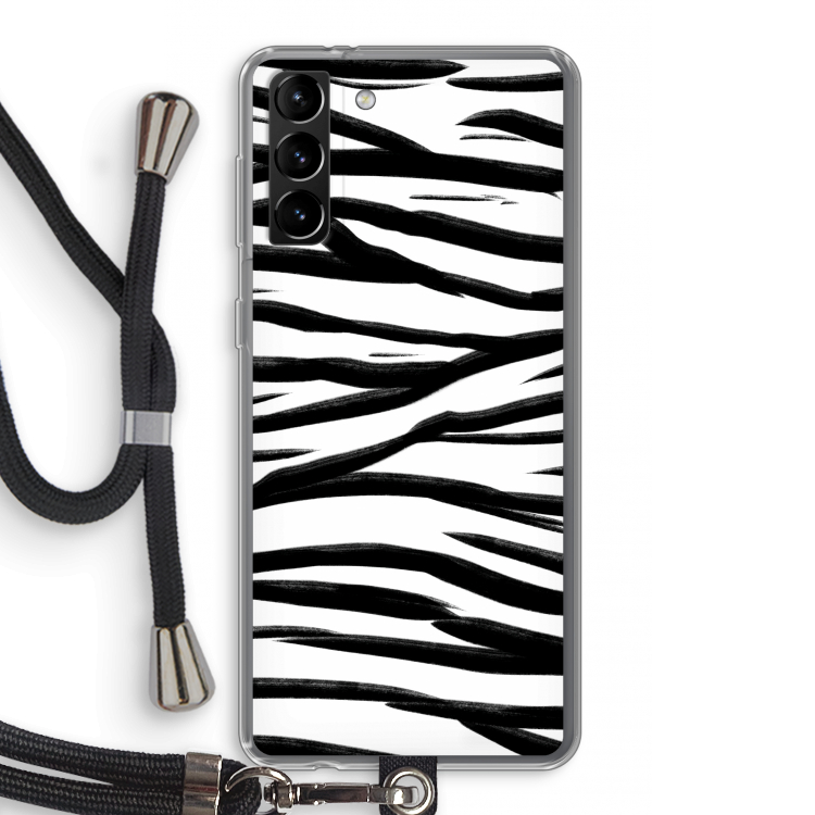 Zebra pattern: Samsung Galaxy S21 Plus Transparant Hoesje met koord