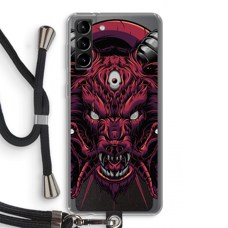 Hell Hound and Serpents: Samsung Galaxy S21 Plus Transparant Hoesje met koord