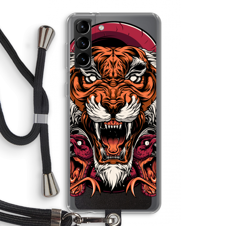 Tiger and Rattlesnakes: Samsung Galaxy S21 Plus Transparant Hoesje met koord