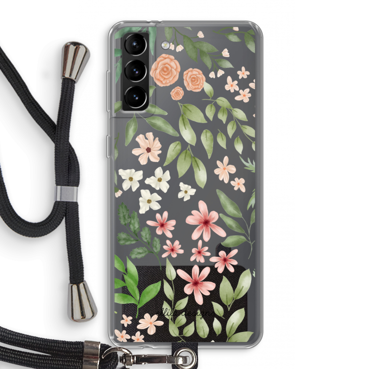 Botanical sweet flower heaven: Samsung Galaxy S21 Plus Transparant Hoesje met koord
