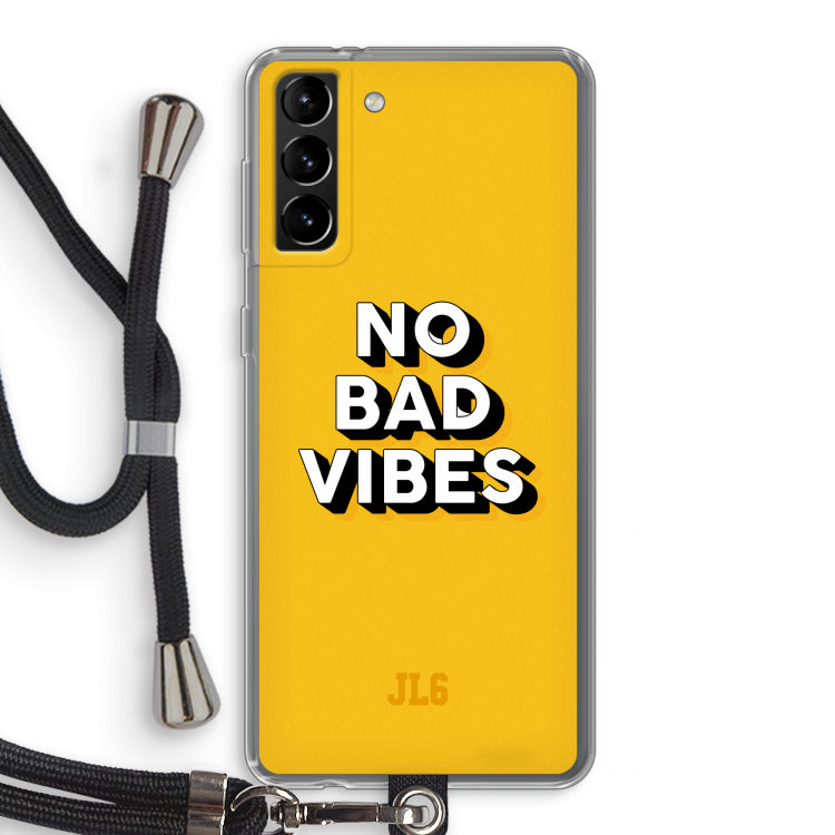 No Bad Vibes: Samsung Galaxy S21 Plus Transparant Hoesje met koord
