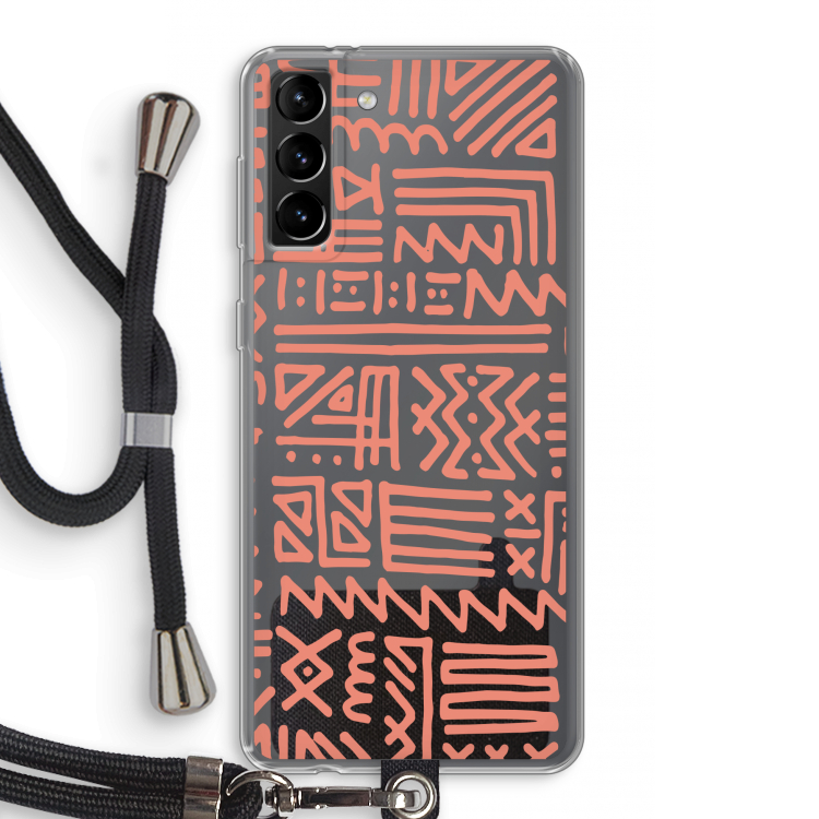 Marrakech Pink: Samsung Galaxy S21 Plus Transparant Hoesje met koord