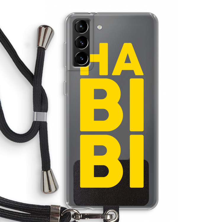 Habibi Blue: Samsung Galaxy S21 Plus Transparant Hoesje met koord