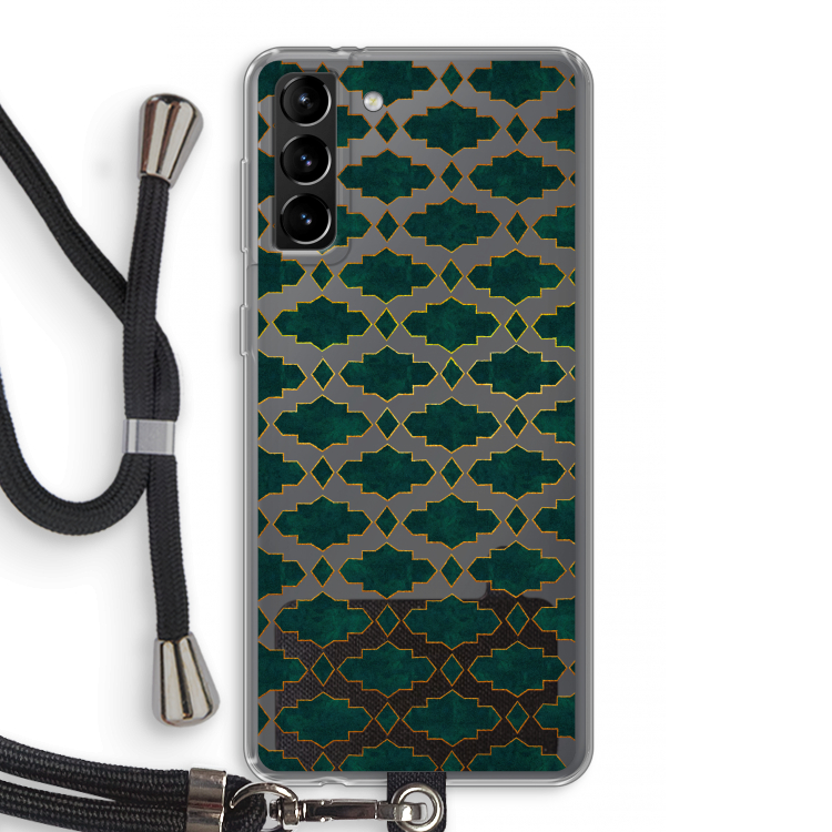 Moroccan tiles: Samsung Galaxy S21 Plus Transparant Hoesje met koord