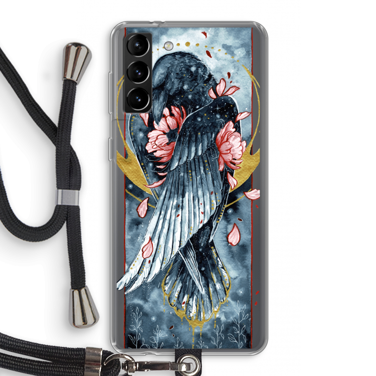 Golden Raven: Samsung Galaxy S21 Plus Transparant Hoesje met koord