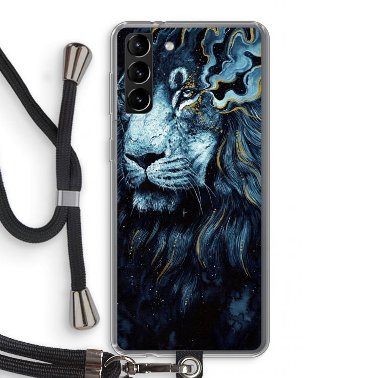 Darkness Lion: Samsung Galaxy S21 Plus Transparant Hoesje met koord