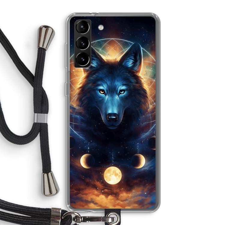 Wolf Dreamcatcher: Samsung Galaxy S21 Plus Transparant Hoesje met koord