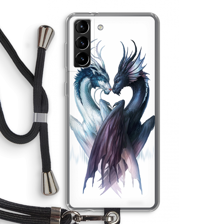 Yin Yang Dragons: Samsung Galaxy S21 Plus Transparant Hoesje met koord
