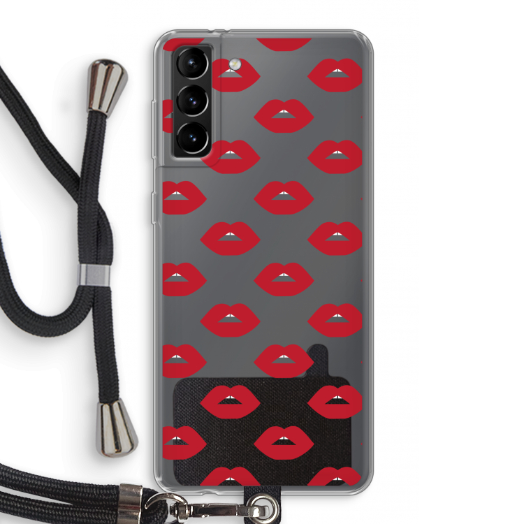 Lips: Samsung Galaxy S21 Plus Transparant Hoesje met koord