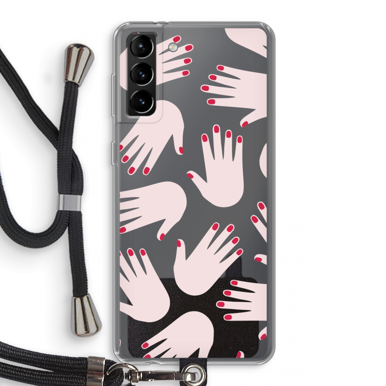 Hands pink: Samsung Galaxy S21 Plus Transparant Hoesje met koord