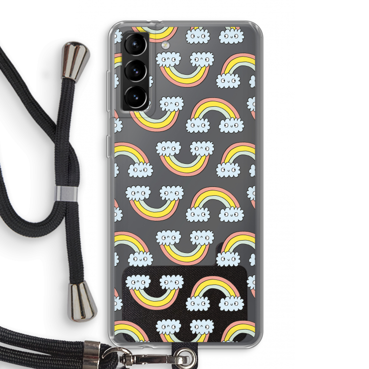 Regenboog: Samsung Galaxy S21 Plus Transparant Hoesje met koord