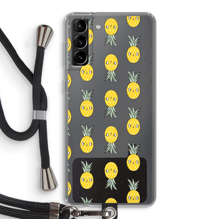 Ananas: Samsung Galaxy S21 Plus Transparant Hoesje met koord