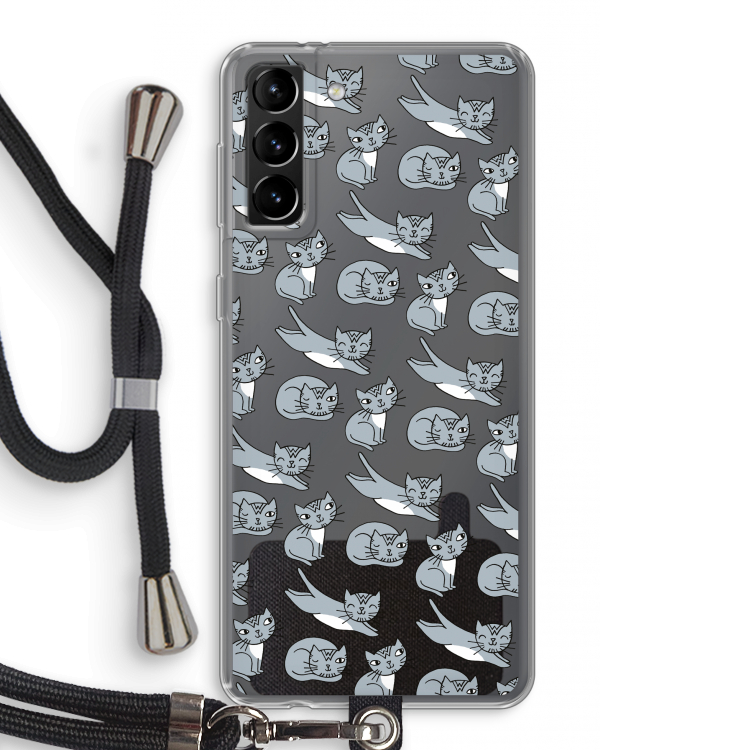 Poezen: Samsung Galaxy S21 Plus Transparant Hoesje met koord