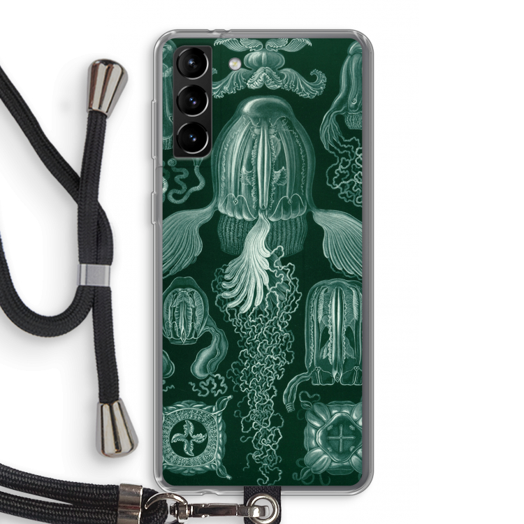 Haeckel Cubomedusae: Samsung Galaxy S21 Plus Transparant Hoesje met koord