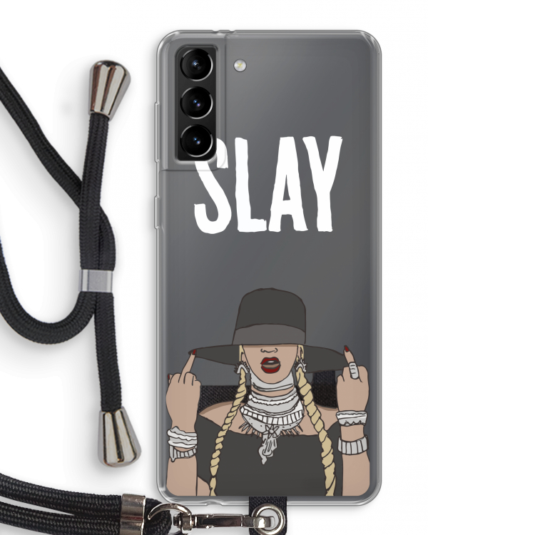 Slay All Day: Samsung Galaxy S21 Plus Transparant Hoesje met koord