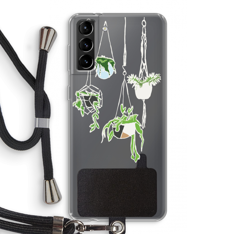 Hang In There: Samsung Galaxy S21 Plus Transparant Hoesje met koord