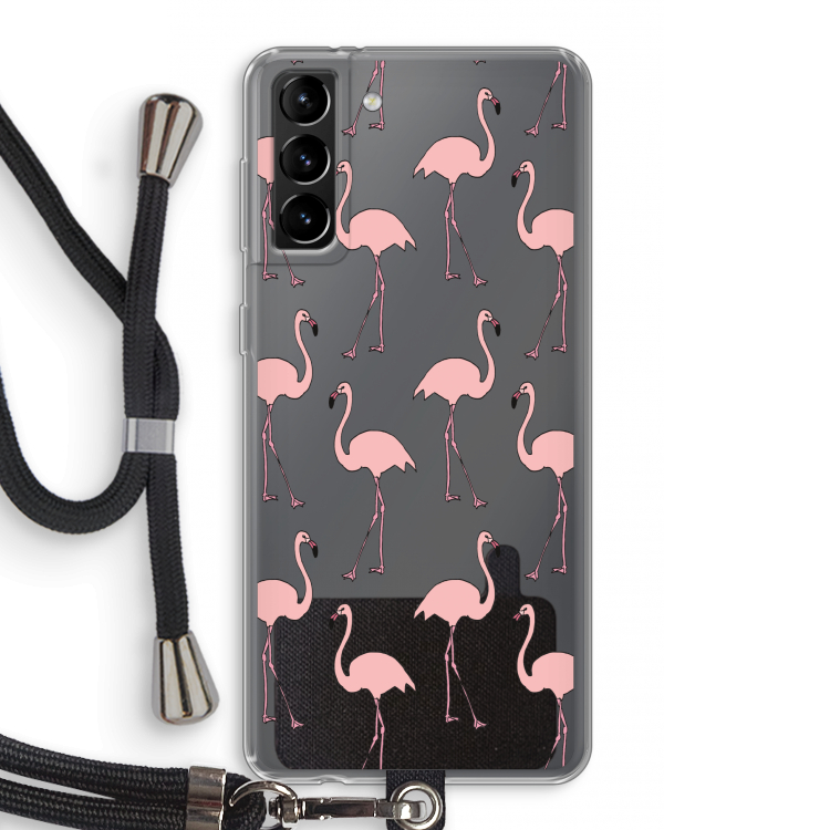 Anything Flamingoes: Samsung Galaxy S21 Plus Transparant Hoesje met koord