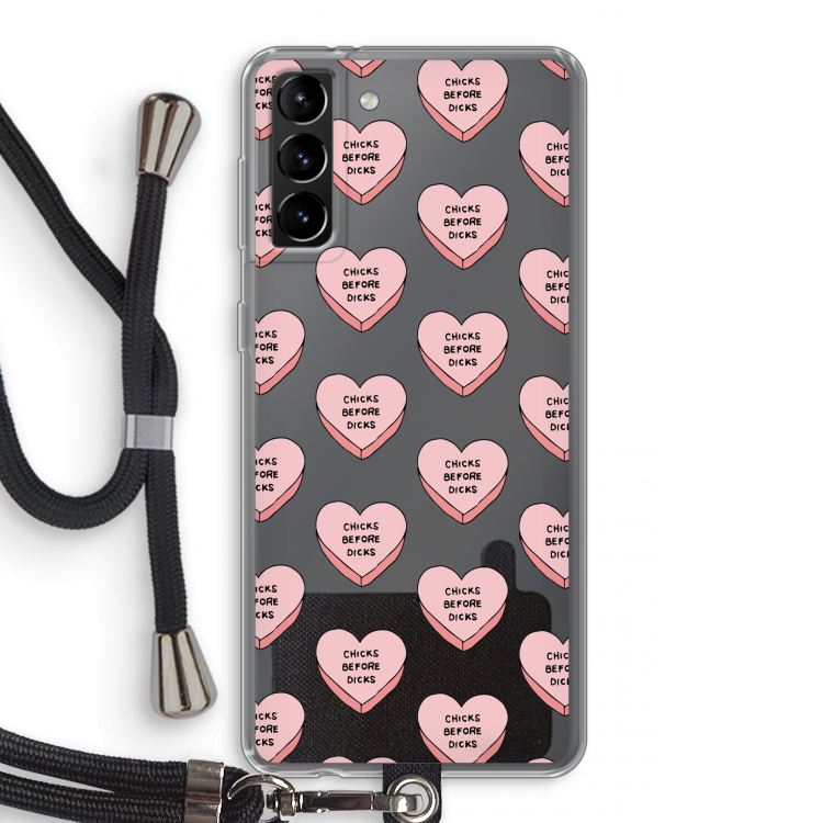 Chicks before dicks: Samsung Galaxy S21 Plus Transparant Hoesje met koord