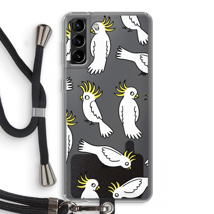 Papegaai: Samsung Galaxy S21 Plus Transparant Hoesje met koord