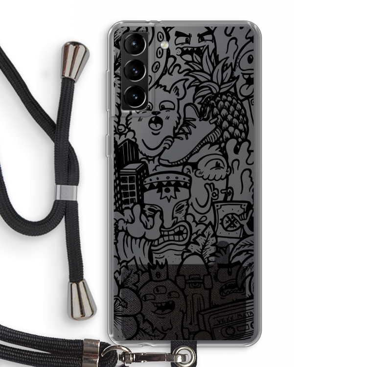 Vexx Black Mixtape: Samsung Galaxy S21 Plus Transparant Hoesje met koord