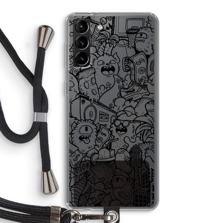 Vexx Black City : Samsung Galaxy S21 Plus Transparant Hoesje met koord