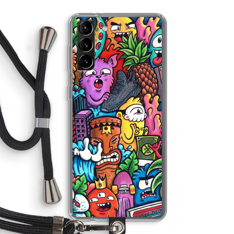 Vexx Mixtape: Samsung Galaxy S21 Plus Transparant Hoesje met koord