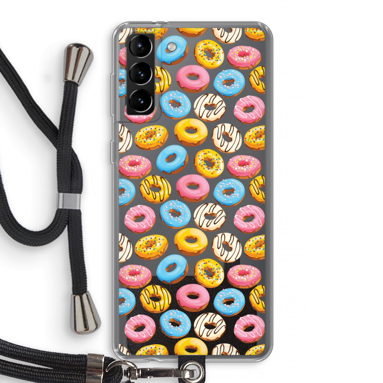 Pink donuts: Samsung Galaxy S21 Plus Transparant Hoesje met koord