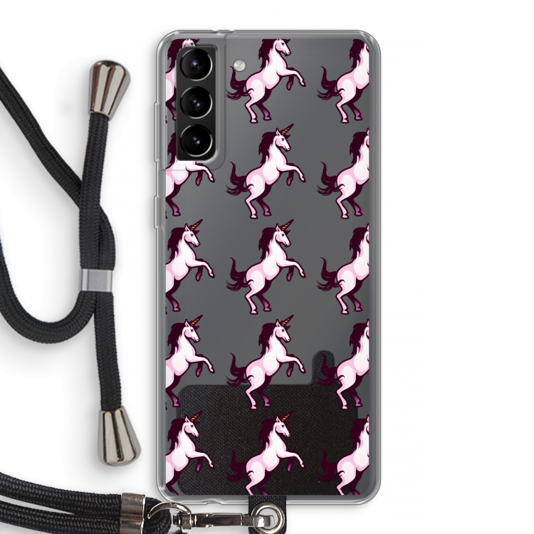 Musketon Unicorn: Samsung Galaxy S21 Plus Transparant Hoesje met koord