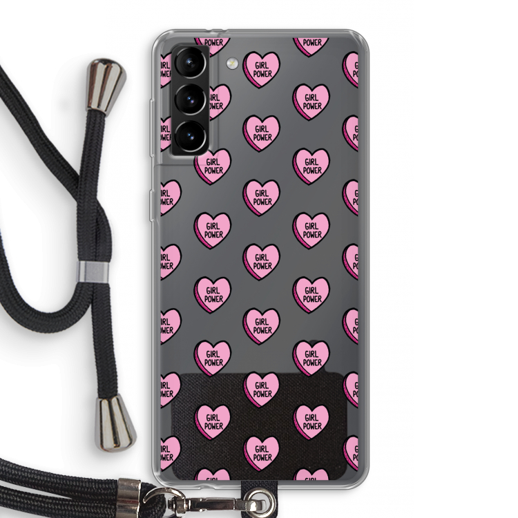 GIRL POWER: Samsung Galaxy S21 Plus Transparant Hoesje met koord