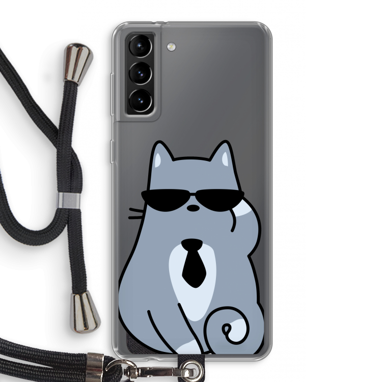 Cool cat: Samsung Galaxy S21 Plus Transparant Hoesje met koord