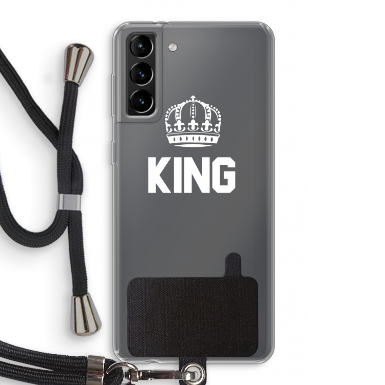 King zwart: Samsung Galaxy S21 Plus Transparant Hoesje met koord