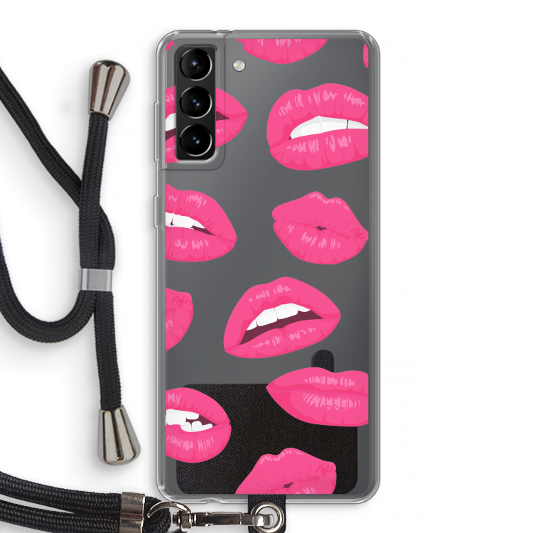 Bite my lip: Samsung Galaxy S21 Plus Transparant Hoesje met koord