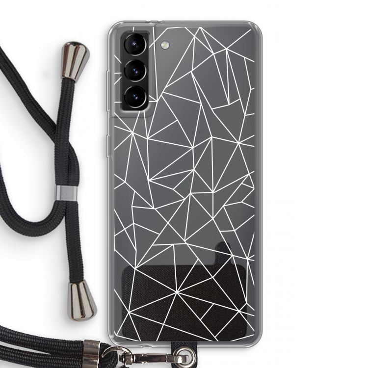 Geometrische lijnen wit: Samsung Galaxy S21 Plus Transparant Hoesje met koord