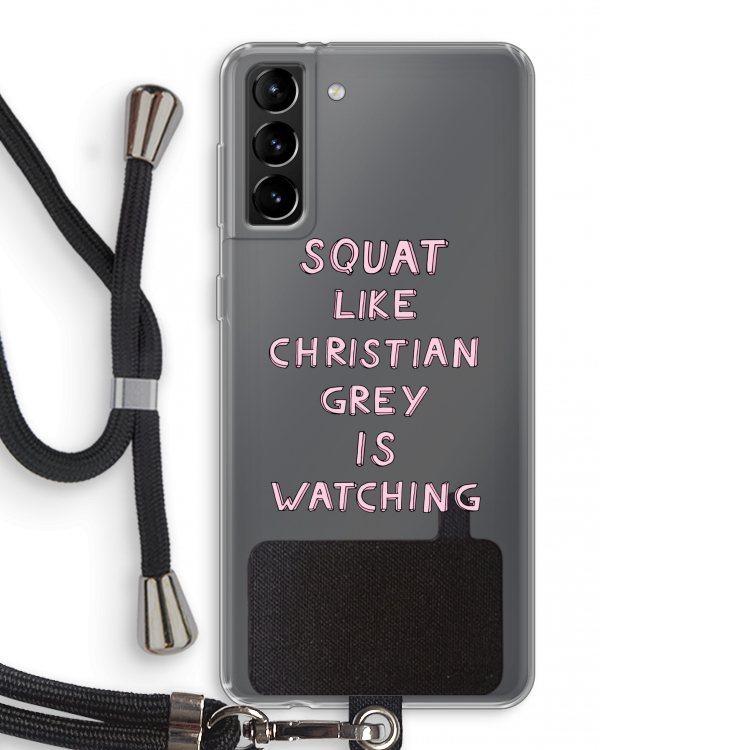 Christian Grey: Samsung Galaxy S21 Plus Transparant Hoesje met koord