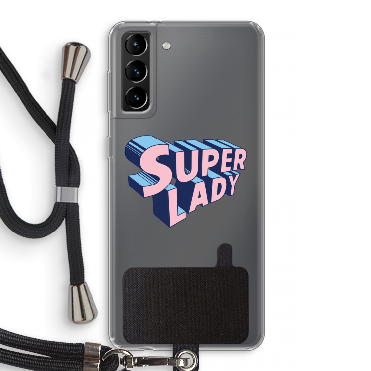 Superlady: Samsung Galaxy S21 Plus Transparant Hoesje met koord