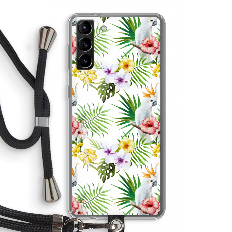 Gele kuif: Samsung Galaxy S21 Plus Transparant Hoesje met koord