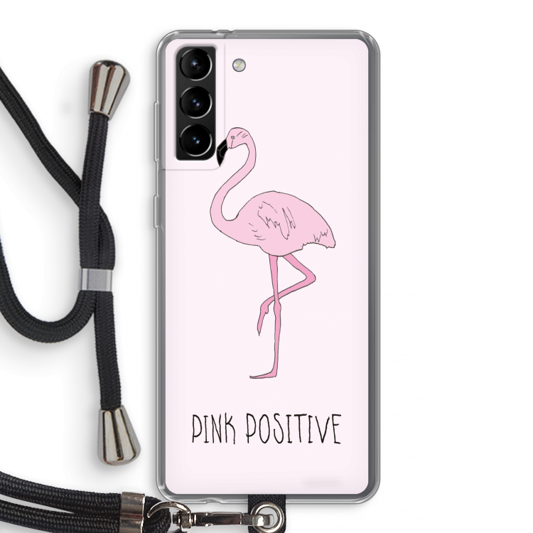 Pink positive: Samsung Galaxy S21 Plus Transparant Hoesje met koord