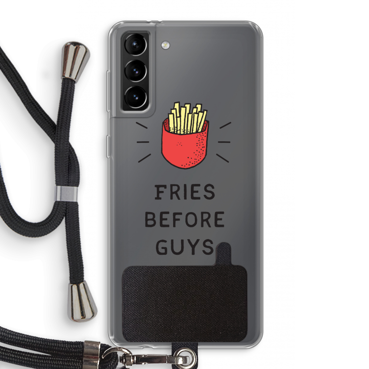 Fries before guys: Samsung Galaxy S21 Plus Transparant Hoesje met koord